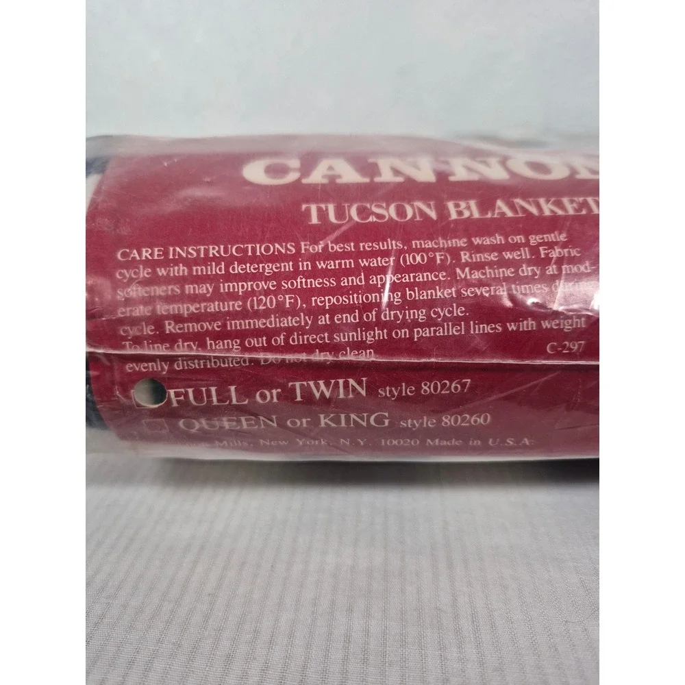 Vintage Cannon Tucson Blanket Southwestern Geometric Full/Twin 72x90 Made in USA